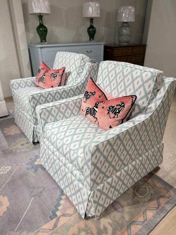 Larson arm swivel chair set in blue Malave turquoise!- $1750 each cleaning code - Image 4