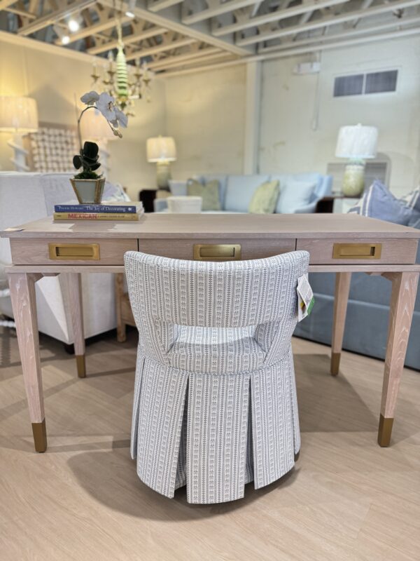 Single vanity desk chair! On casters fabric is cleaning code S & kick pleat skirt - Image 3