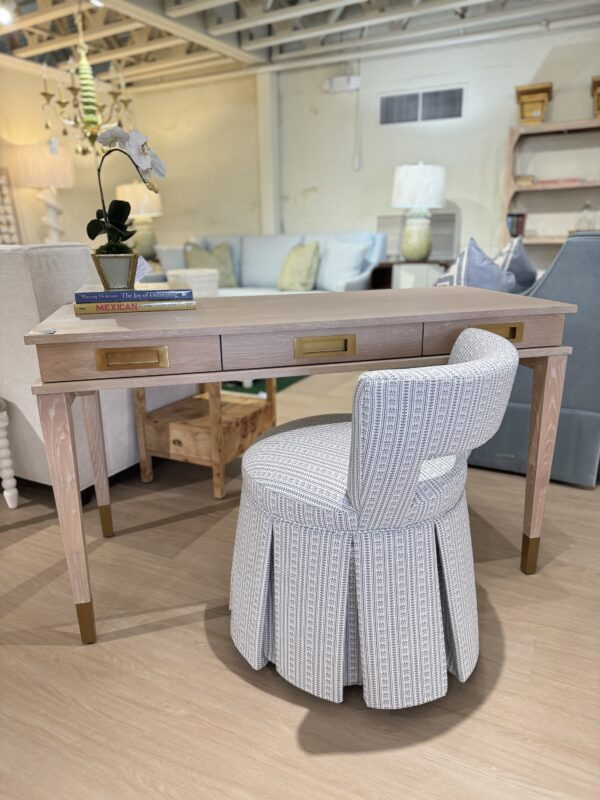 Single vanity desk chair! On casters fabric is cleaning code S & kick pleat skirt - Image 2