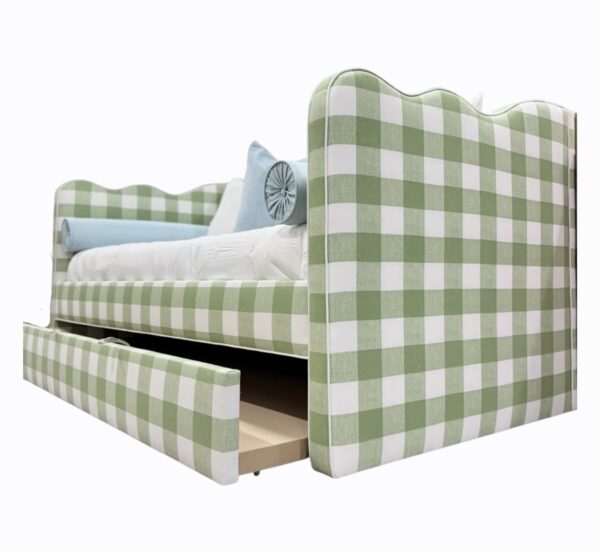 Green ginham scalloped upholster, twin daybed with a trundle!! Only one available - Image 5