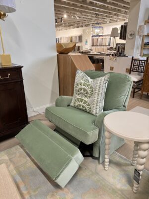 Electric swivel rock and recline covered in performance velvet banks meadow