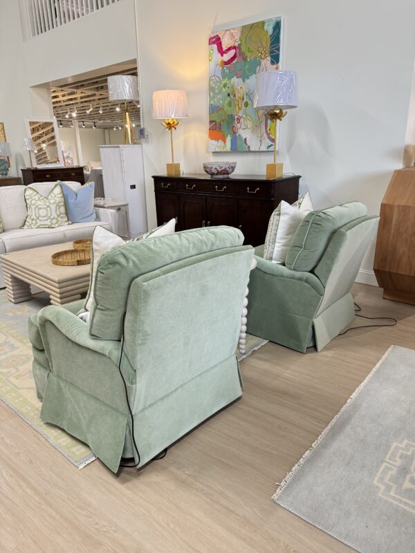 Electric swivel rock and recline covered in performance velvet banks meadow - Image 2
