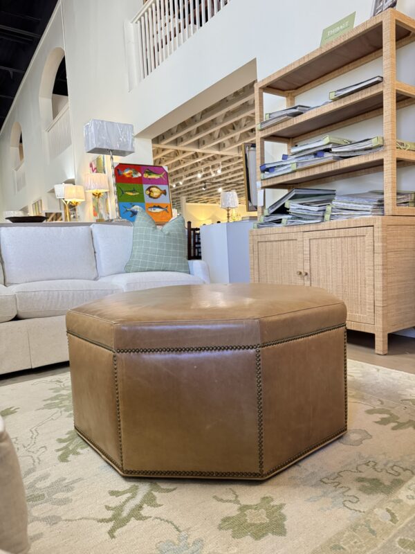 Massoud otco Genuine Leather Ottoman w/ Nailheads Copy - Image 3