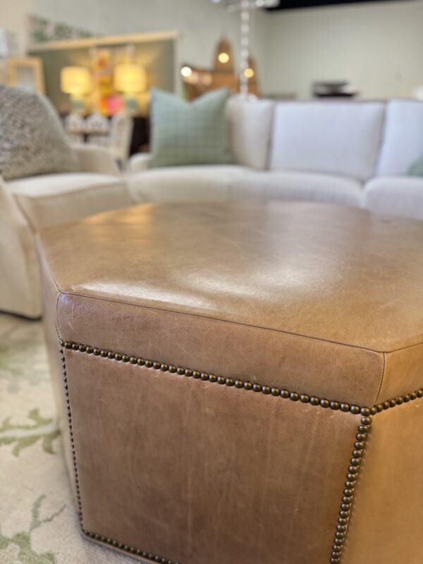 Massoud otco Genuine Leather Ottoman w/ Nailheads Copy - Image 4