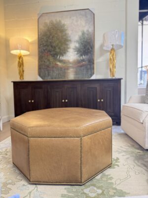 Massoud otco Genuine Leather Ottoman w/ Nailheads Copy