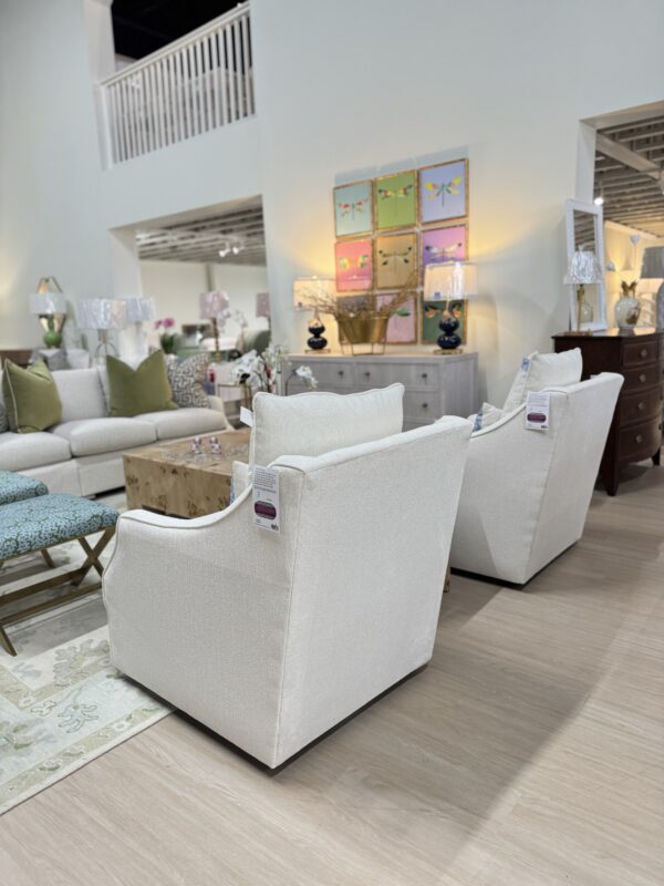 Poppy’s line AM swivel & rock chair $1275 each performance fabric alora - Image 6