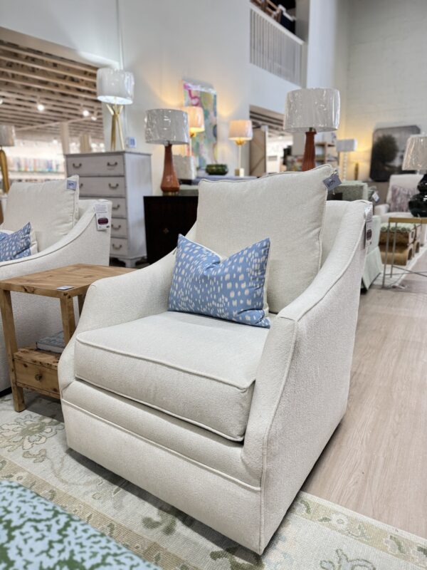 Poppy’s line AM swivel & rock chair $1275 each performance fabric alora - Image 3