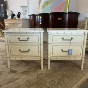 Set of (2) Vintage Florida Furniture Company Faux Bamboo Nightstands | Lacquered Any Color
