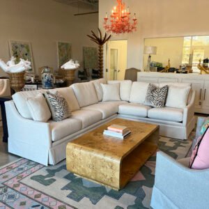 Poppy's Signature Larson Skirted Sectional | Crypton Nomad Snow | 116" x 92" (*custom, 6-8 week lead)