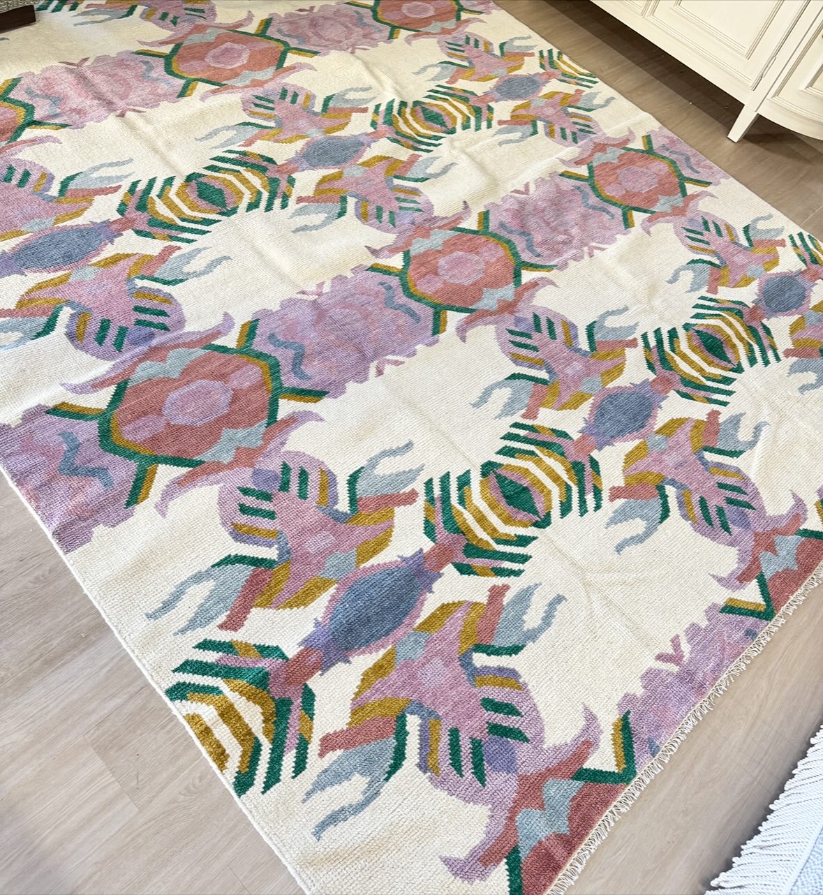 9 x 12 Handmade Turkish Oushak Rug | Purple, Blue, Green, Cream - Image 4