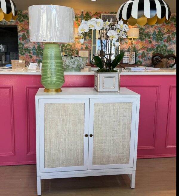 Two Door Grasscloth Cabinet - Image 3