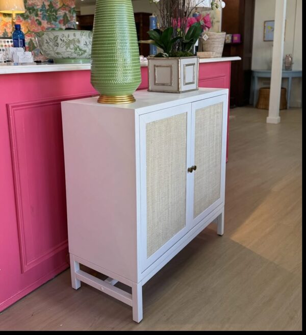 Two Door Grasscloth Cabinet - Image 2