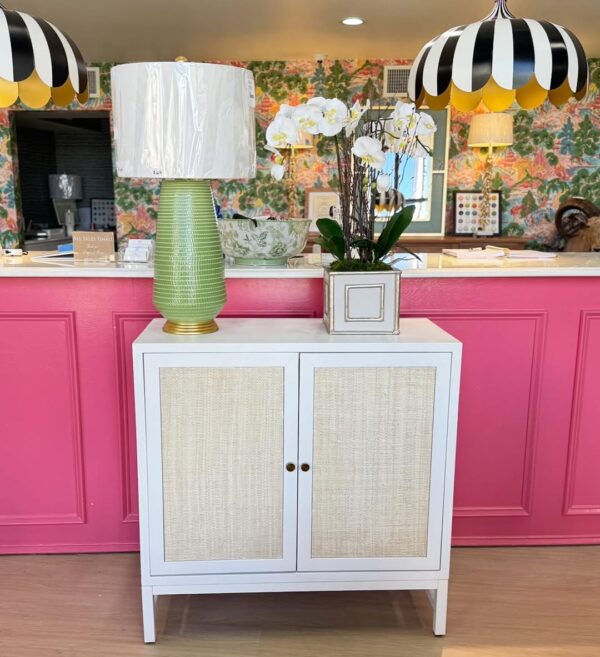 Two Door Grasscloth Cabinet