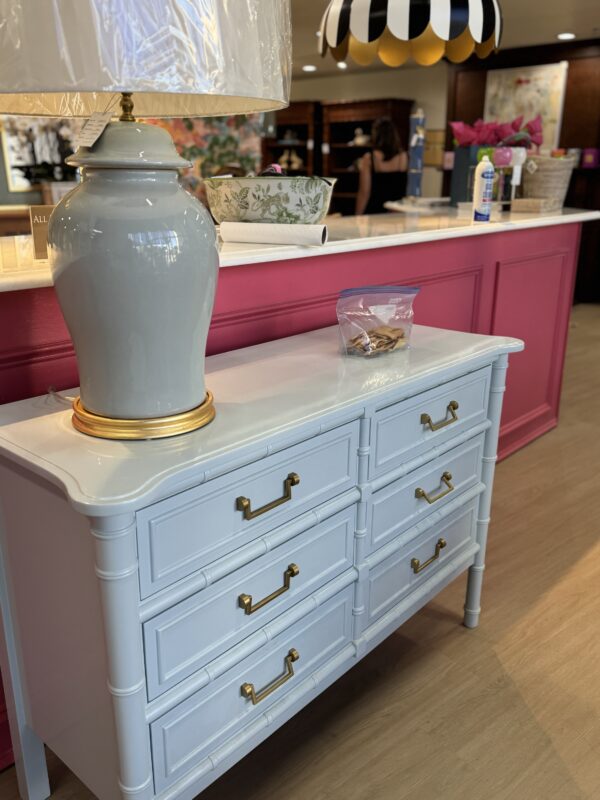 NEW | Reynolds Collection Faux-Bamboo 6-Drawer Dresser in BM fantasy blue - Image 7
