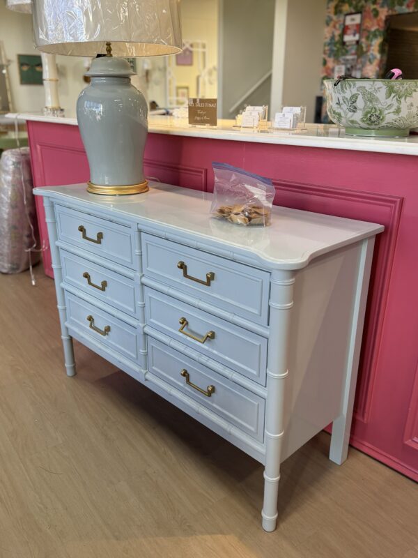 NEW | Reynolds Collection Faux-Bamboo 6-Drawer Dresser in BM fantasy blue - Image 2