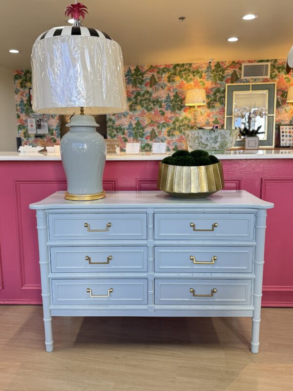NEW | Reynolds Collection Faux-Bamboo 6-Drawer Dresser in BM fantasy blue - Image 4