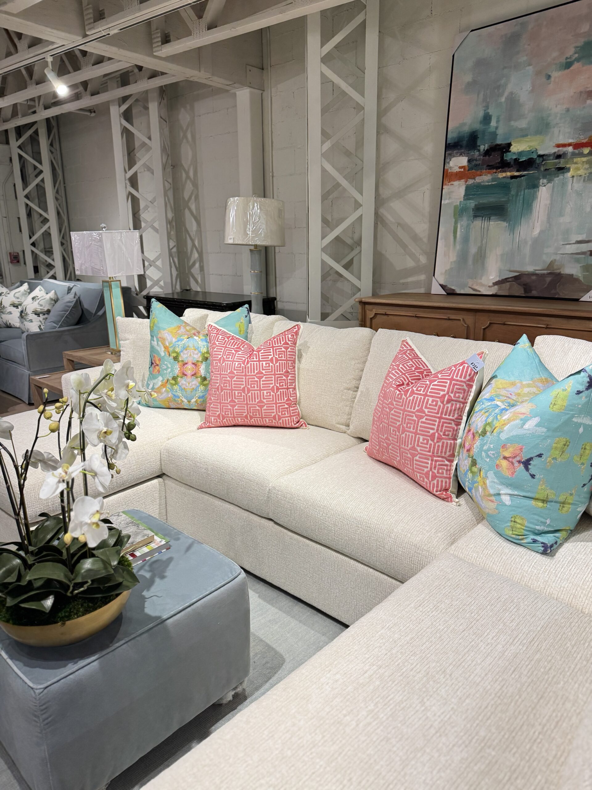 Brickel sectional set covered in a neutral fabric! Cleaning code S - Image 2