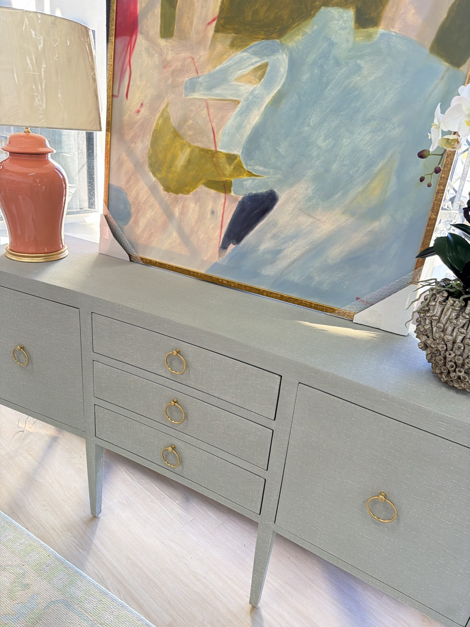 Westminister linen blue wrapped sideboard - Image 3