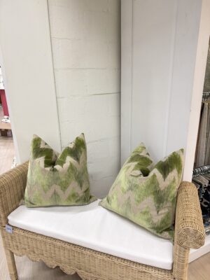 22 x 22  pillows with down inserts (set of 2) SOLD AS A SET chev green bean