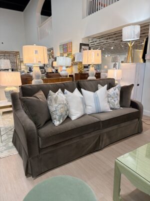 Sloan arm sofa covered in performance velvet banks cafe 2 over 2 cushion