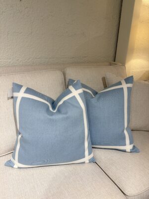 22 x 22  pillows with down inserts (set of 2) SOLD AS A SET blue with white trim