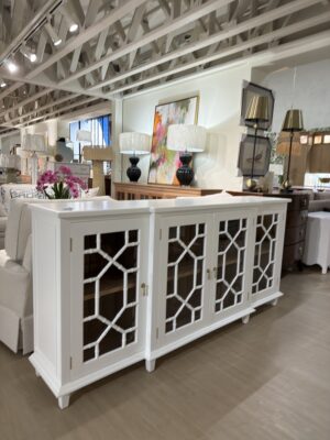 Grosvenor Glass Front & faux bamboo Sideboard | white finish wooden interior