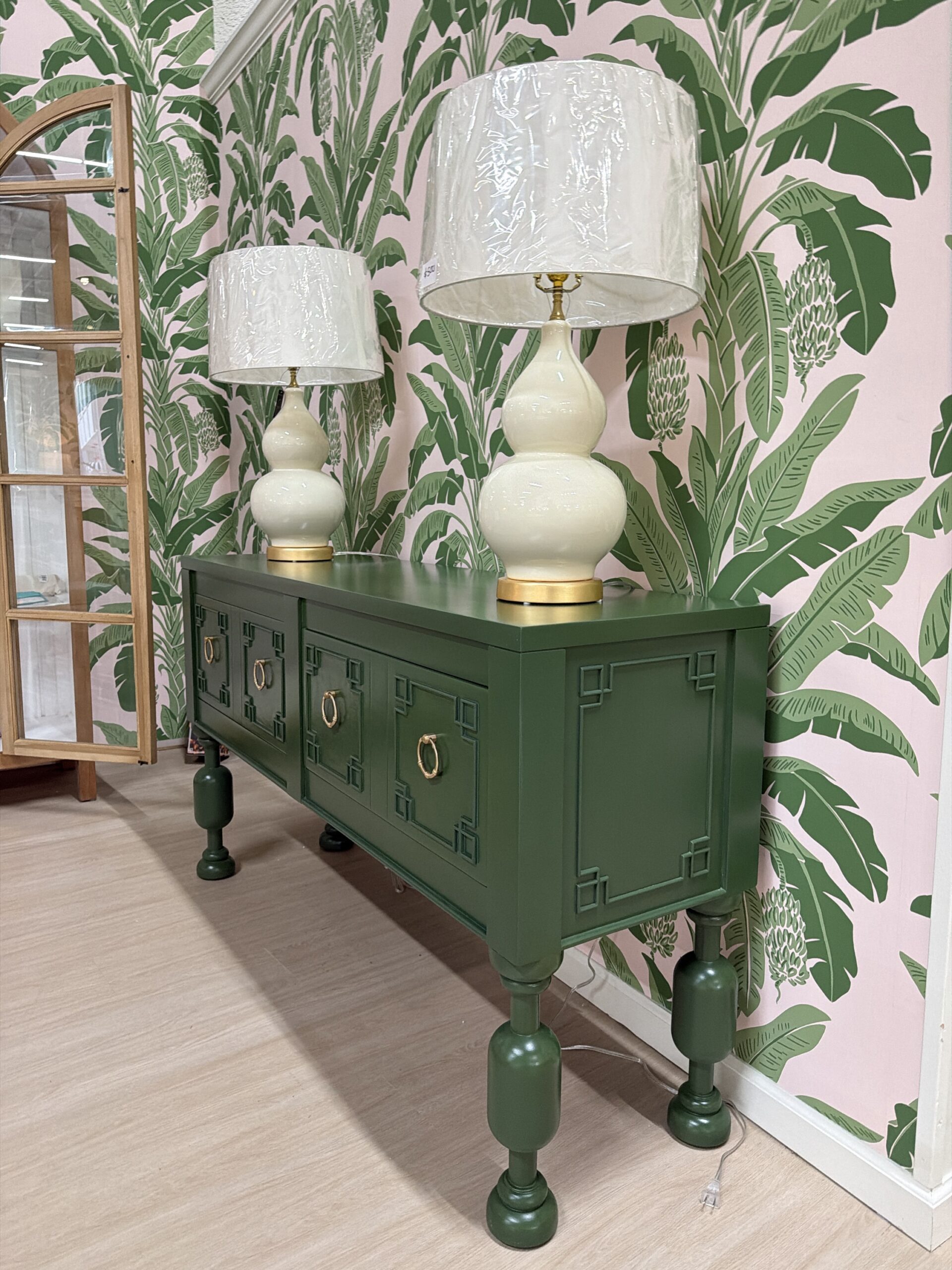 Chatsworth server in dark green finish with gold hardware - Image 2