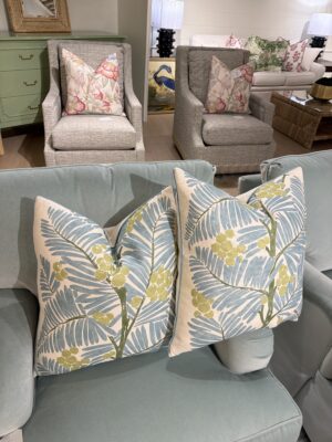 22 x 22  pillows with down inserts (set of 2) SOLD AS A SET coconut palm