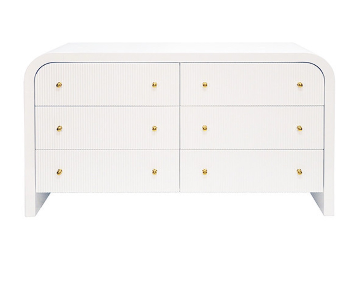 VALENTINA WH 6 drawer dresser with gold hardware