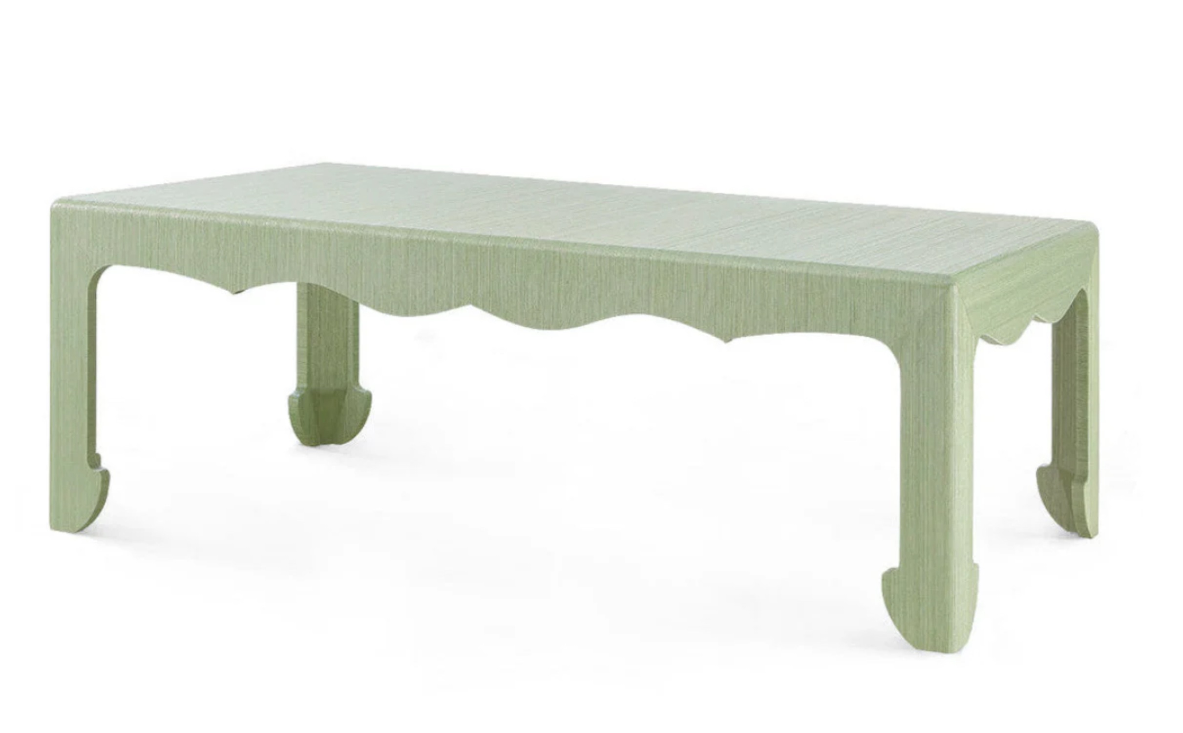 Green grass cloth coffee table with glass top included - Image 3