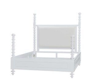 Milano Queen bed in white finish with white upholstery