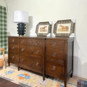 Beaumont Buffet in French Stain finish with tarnished brass hardware