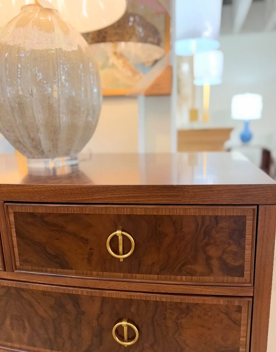 Large 6 drawer bow front chest - Image 2