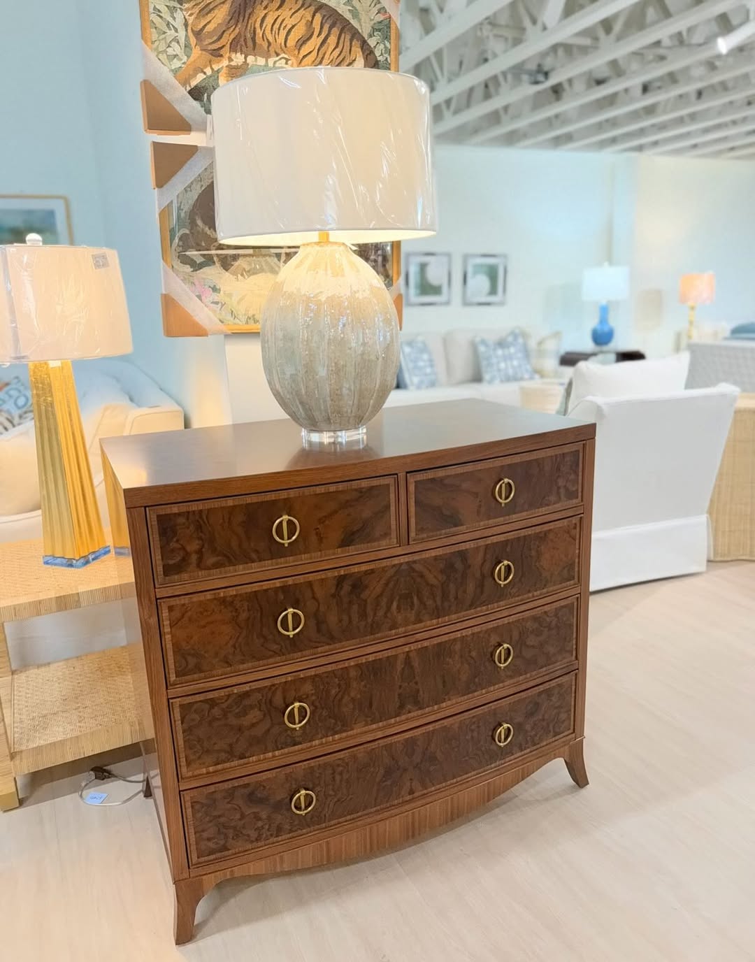 Large 6 drawer bow front chest - Image 4