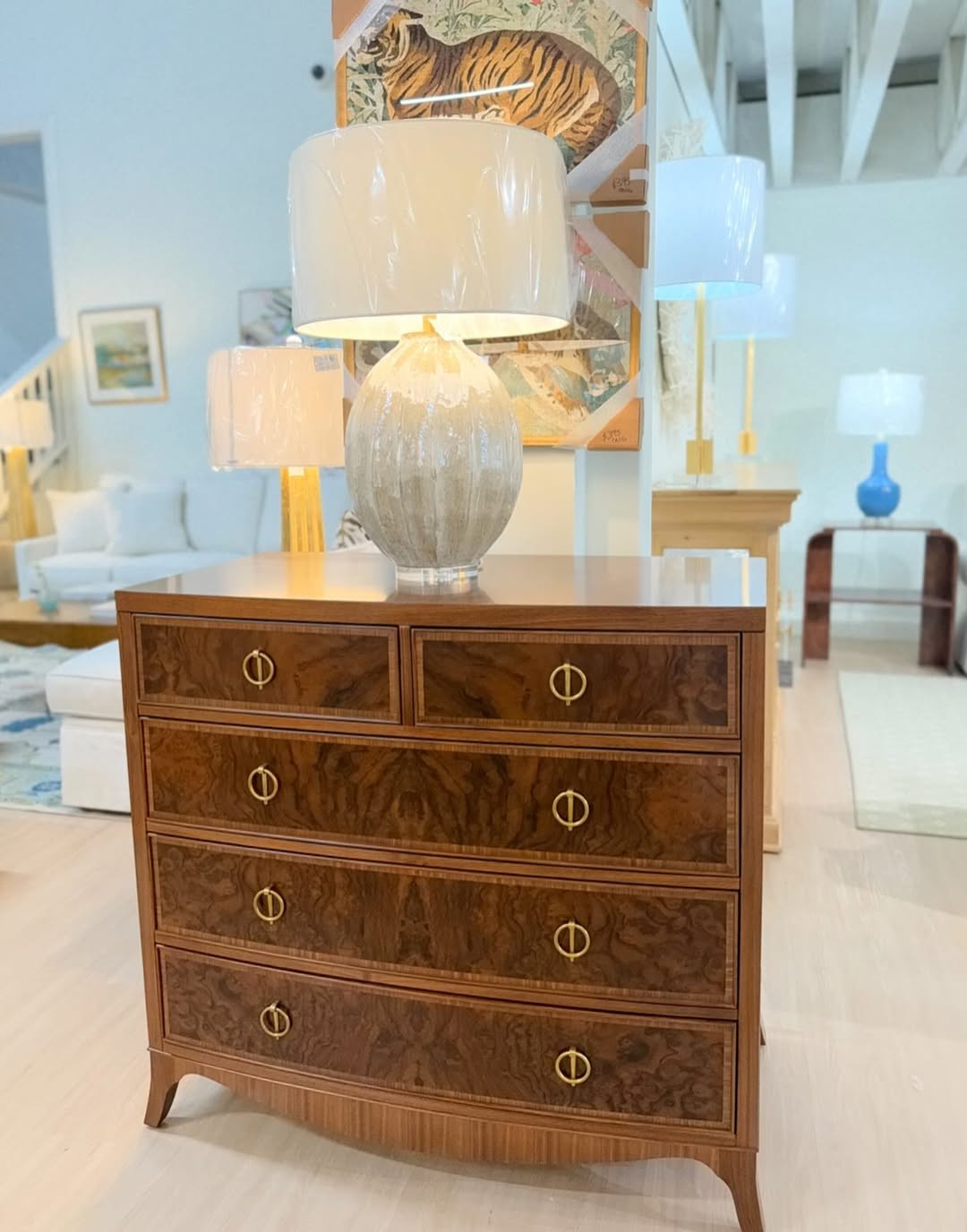 Large 6 drawer bow front chest