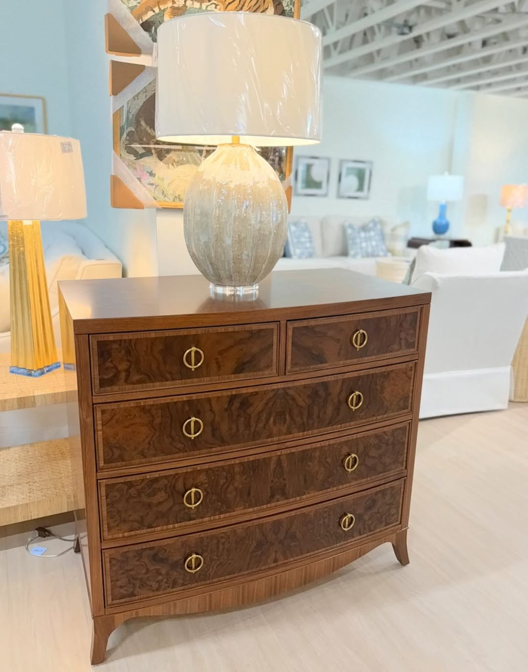 Large 6 drawer bow front chest - Image 8