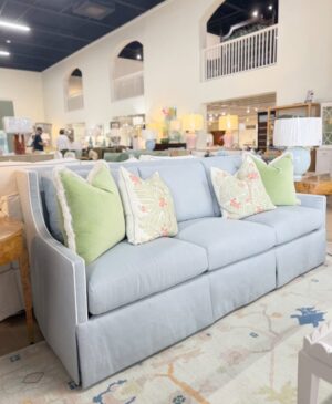 Massoud Grier sofa covered in InsideOut performance fabric rollo shadow