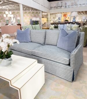 Wesley hall Tolly sofa covered in fabric Sinclair oceanic!! Spot clean!
