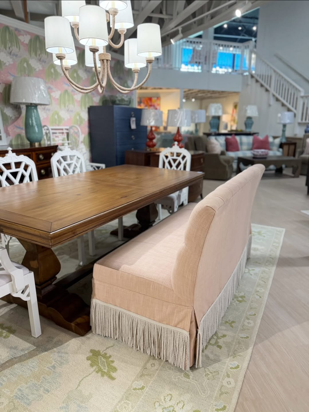 Ingrid banquette in Townsend blush & bullion trim! Spot clean - Image 6