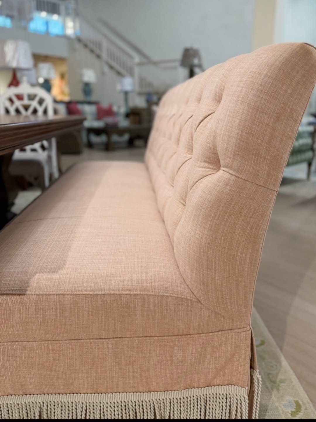 Ingrid banquette in Townsend blush & bullion trim! Spot clean - Image 2