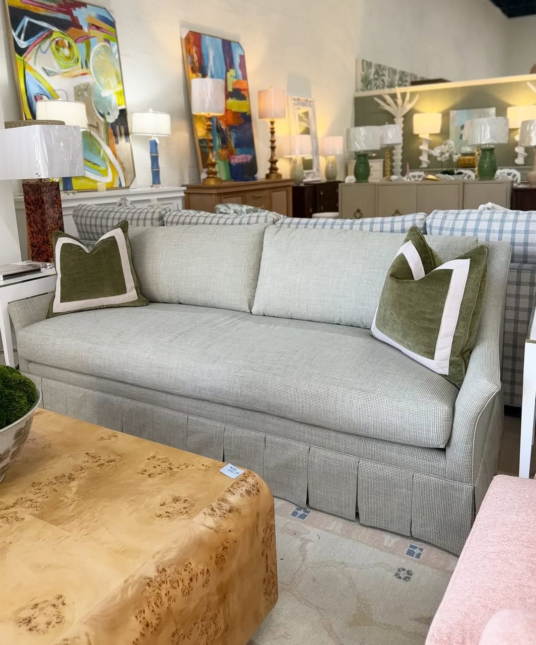 Caisson bench seat sofa covered in fabric Evermont, basil cleaning code spot clean - Image 6