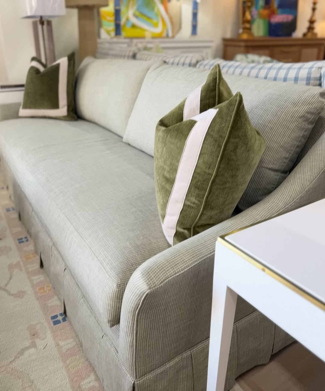 Caisson bench seat sofa covered in fabric Evermont, basil cleaning code spot clean - Image 2