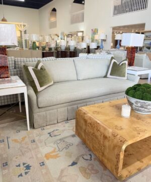 Caisson bench seat sofa covered in fabric Evermont, basil cleaning code spot clean
