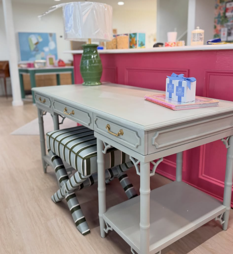 Chelsea bamboo three drawer desk in PBE - Image 2