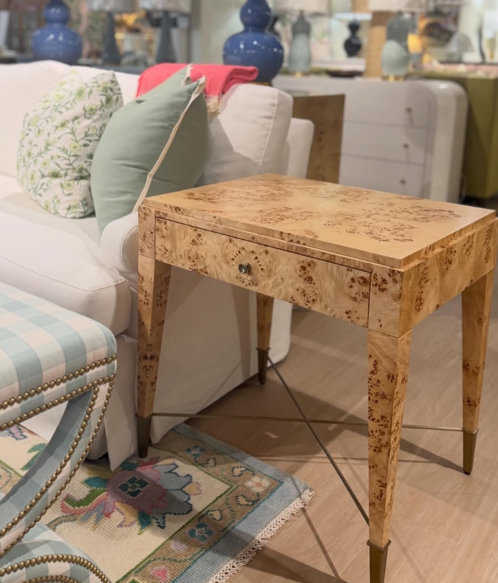 Ellie burl side table with one drawer - Image 4