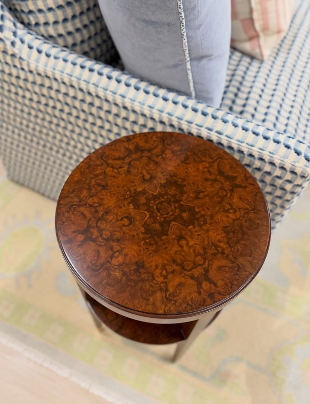 Langford round burlwood end table - Image 3