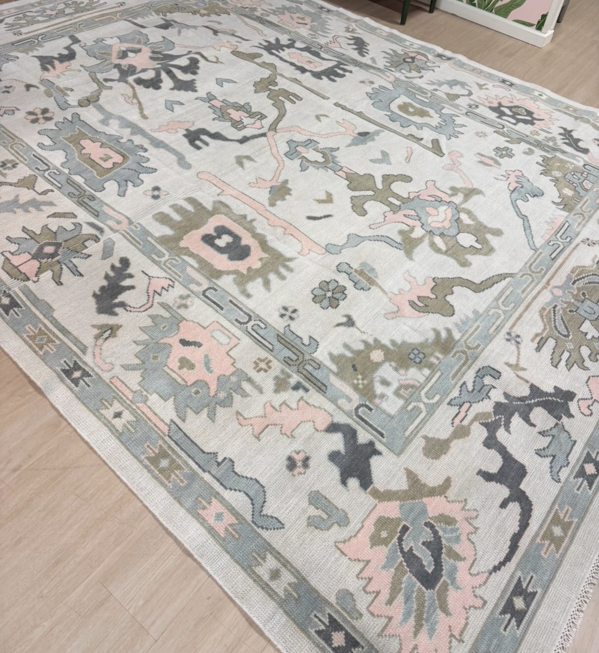 9x12 Turkish Rug | Pink, Blue, and Light Grey - Image 2