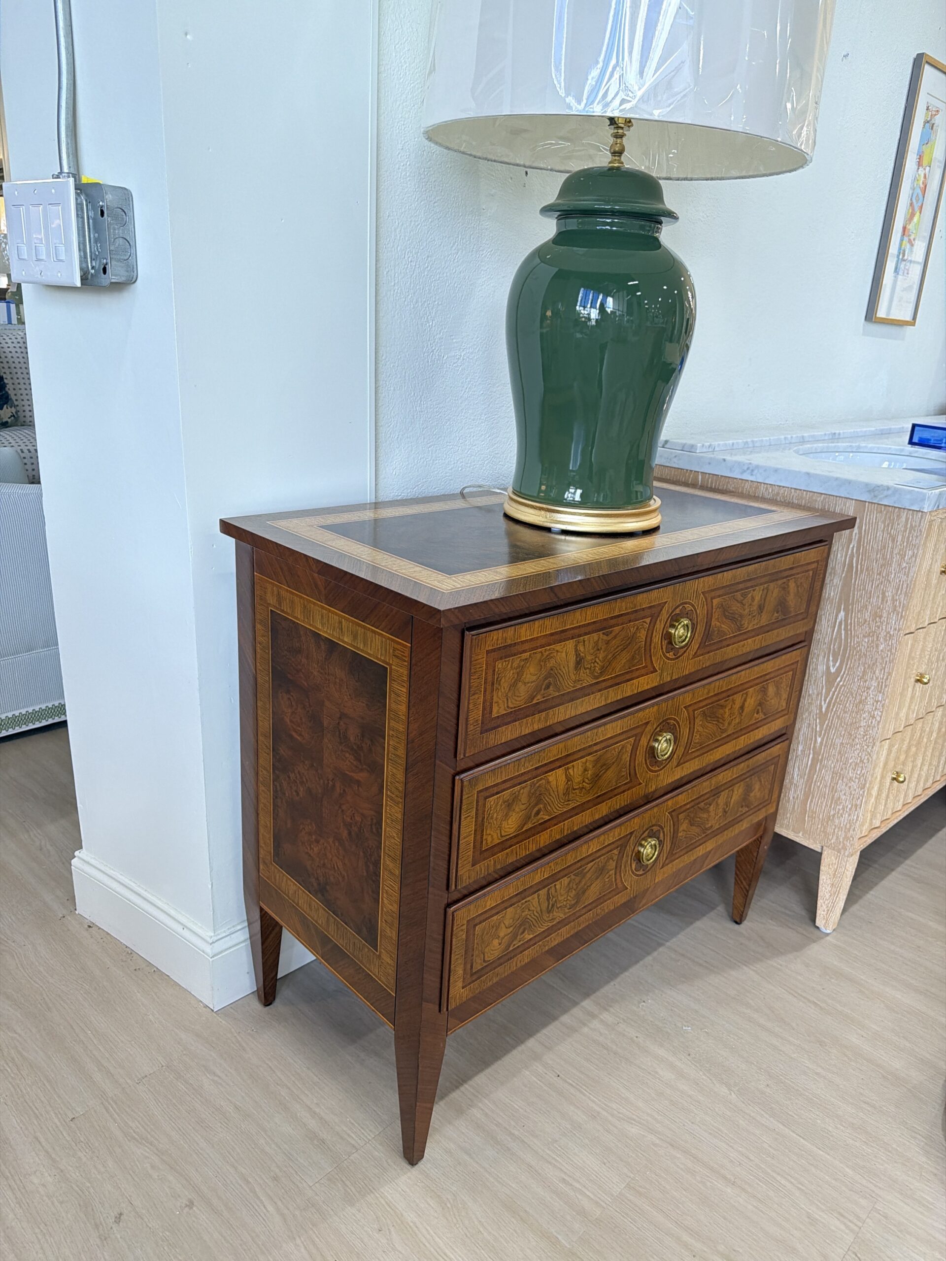 SINGLE MINI Beizer chest | 3 drawer storage | gold hardware | Discounted for small scratches - feathered oak wood & soft close drawers - Image 4