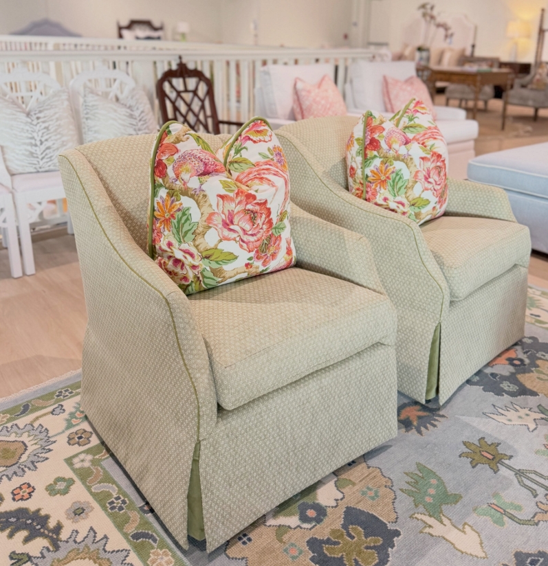 Wesley hall Julian chair set covered in Benfeild Olive!