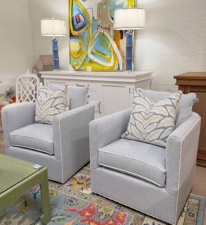 NEW | CRLAINE miles swivel chair set covered in Quatre point sky